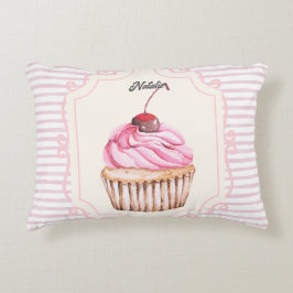 Gepersonaliseerde zoete cupcake Shabby Chic Border Accent Kussen