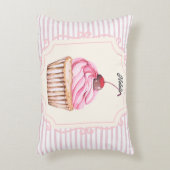 Gepersonaliseerde zoete cupcake Shabby Chic Border Accent Kussen (Voorkant(Verticaal))