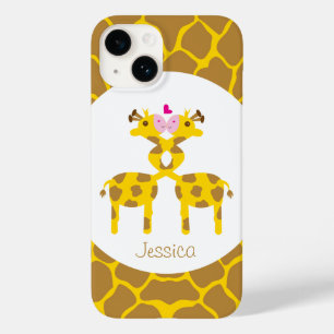 Gepersonaliseerde zoete Giraffes in liefde Case-Mate iPhone Case