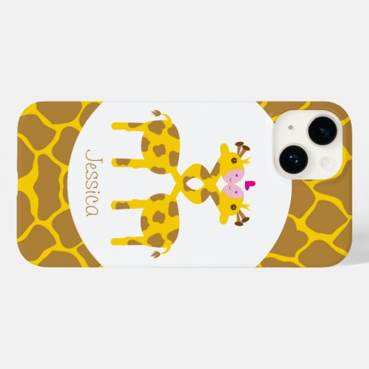 Gepersonaliseerde zoete Giraffes in liefde Case-Mate iPhone Case (Achterkant (horizontaal))