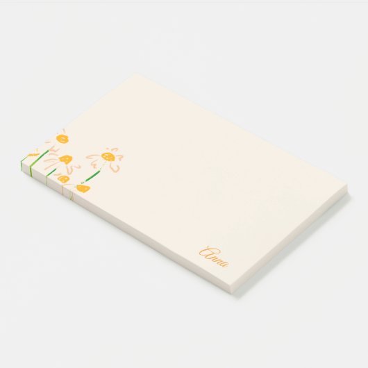 Gepersonaliseerde zoete roze achtergrond bloemen post-it® notes (Schuin)