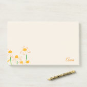 Gepersonaliseerde zoete roze achtergrond bloemen post-it® notes (Op bureau)