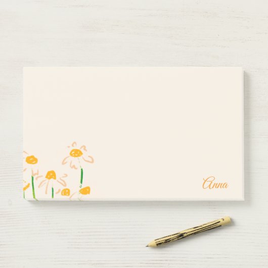 Gepersonaliseerde zoete roze achtergrond bloemen post-it® notes (Op bureau)