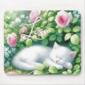 Gepersonaliseerde zoete witte kitten napping muismat (Voorkant)