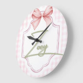 Gepersonaliseerde Zoey Baby Girl Nursery Bow & Gin Grote Klok (Hoek)