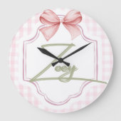 Gepersonaliseerde Zoey Baby Girl Nursery Bow & Gin Grote Klok (Voorkant)