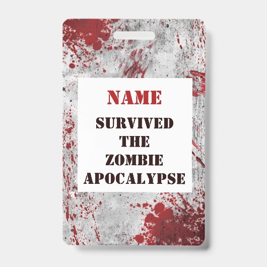 Gepersonaliseerde Zombie Apocalypse Bloed Lanyard Badge (Voorzijde)