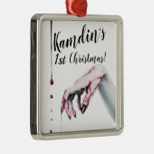 Gepersonaliseerde zombie-bloeddruppelaar metalen ornament (Rechts)