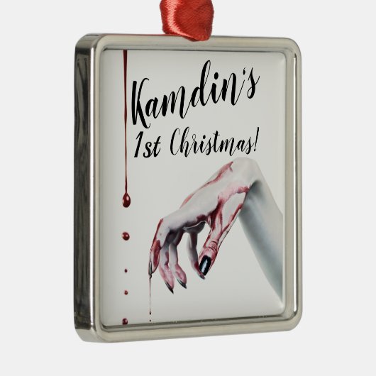 Gepersonaliseerde zombie-bloeddruppelaar metalen ornament (Rechts)