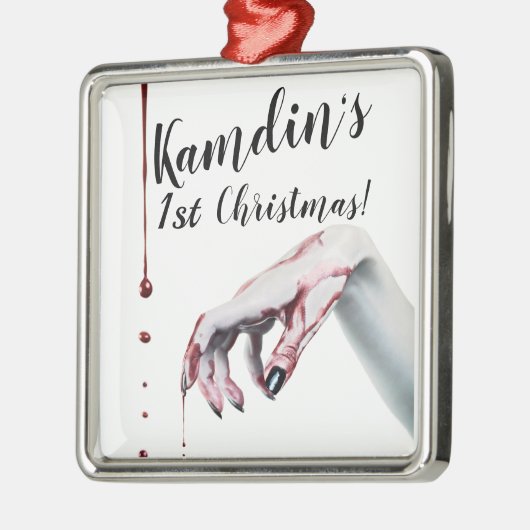 Gepersonaliseerde zombie-bloeddruppelaar metalen ornament (Links)