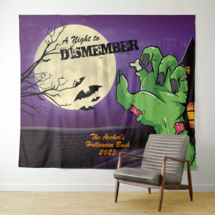 Gepersonaliseerde Zombie Halloween Party Foto Acht Wandkleed