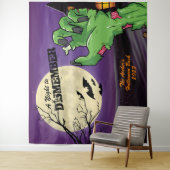 Gepersonaliseerde Zombie Halloween Party Foto Acht Wandkleed (In situ)