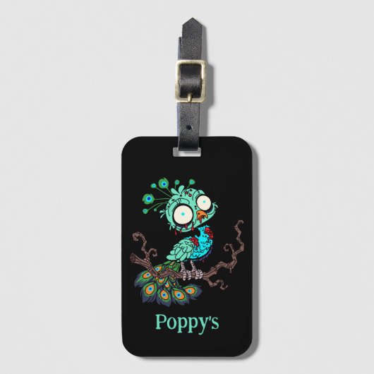 Gepersonaliseerde Zombie Peacock Bagagelabel (Voorkant (verticaal))