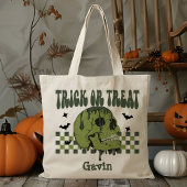 Gepersonaliseerde Zombie Skull Boy Trick or treat  Tote Bag