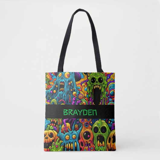 Gepersonaliseerde Zombies Halloween Trick or treat Tote Bag (Voorkant)
