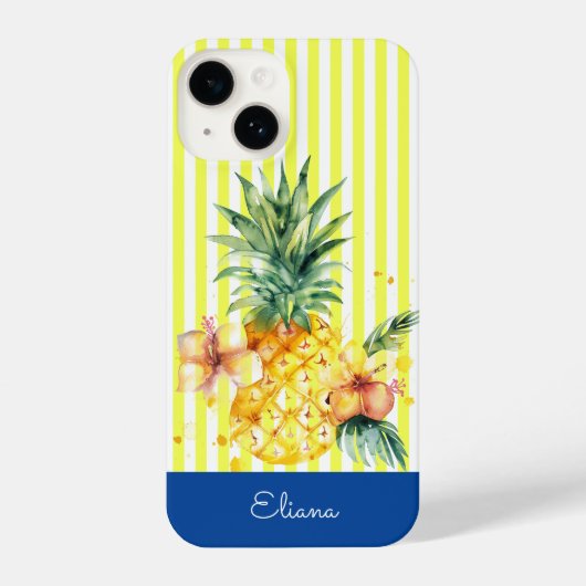 Gepersonaliseerde zomer ananas telefoonhoes iPhone hoesje (Achterkant)