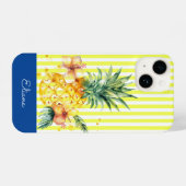 Gepersonaliseerde zomer ananas telefoonhoes iPhone hoesje (Achterkant horizontaal)