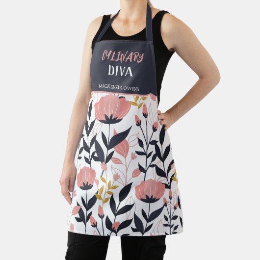 Gepersonaliseerde Zomer Bloemen Vrouwen Schort (Insitu)