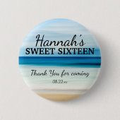 Gepersonaliseerde Zomer Strand Sweet 16 Dank u Ronde Button 5,7 Cm (Voorkant)