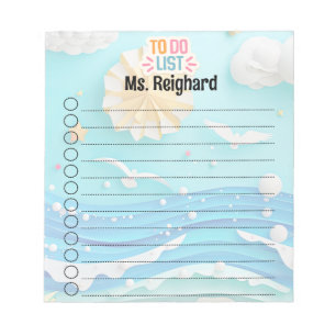 Gepersonaliseerde zomer to-do lijst notitieblok