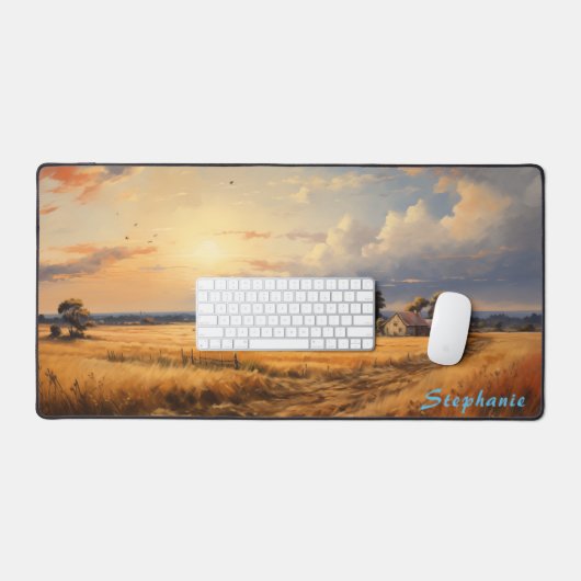 Gepersonaliseerde Zomer Veld Landschap Desk Mat (Keyboard & Muis)