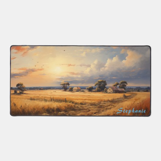 Gepersonaliseerde Zomer Veld Landschap Desk Mat (Voorkant)
