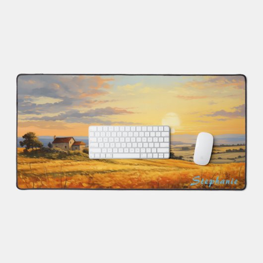 Gepersonaliseerde Zomer Veld Landschap Desk Mat (Keyboard & Muis)