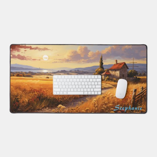 Gepersonaliseerde Zomer Veld Landschap Desk Mat (Keyboard & Muis)