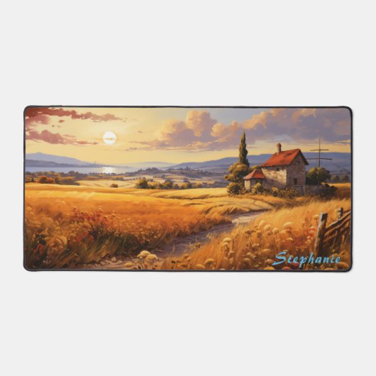 Gepersonaliseerde Zomer Veld Landschap Desk Mat (Voorkant)