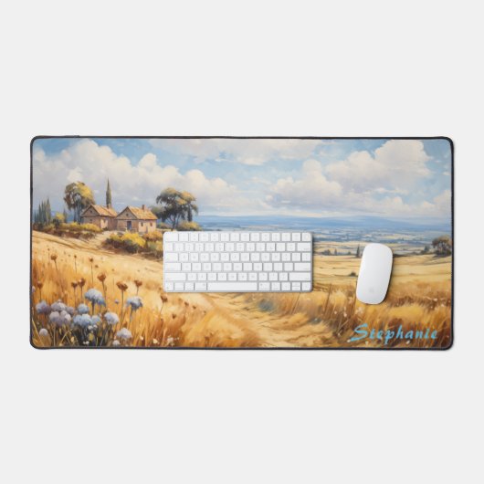 Gepersonaliseerde Zomer Veld Landschap Desk Mat (Keyboard & Muis)