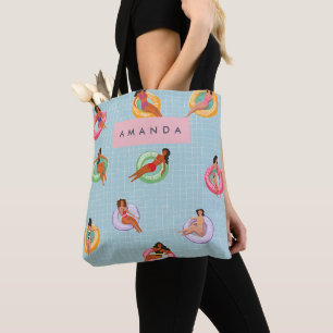 Gepersonaliseerde Zomer Vrouwen Ontspannen Op Zwem Tote Bag