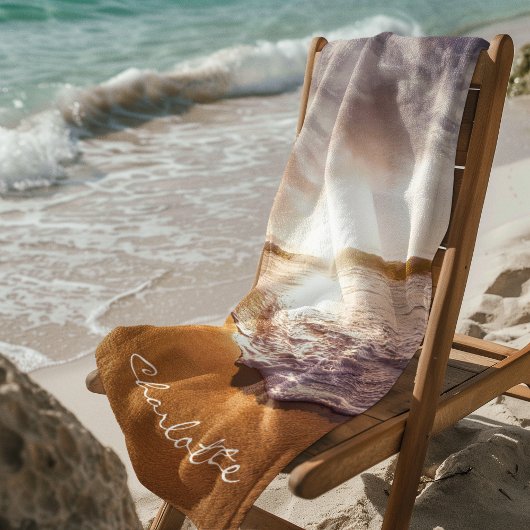 Gepersonaliseerde zomer zonsondergang strand strandlaken