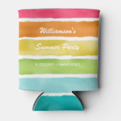 Gepersonaliseerde Zomerfeest Leuk Kleurrijk Gestre Blikjeskoeler (Voorkant)