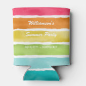 Gepersonaliseerde Zomerfeest Leuk Kleurrijk Gestre Blikjeskoeler (Achterkant)