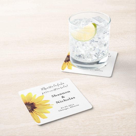 Gepersonaliseerde zonnebloem Aparta la Fecha Kartonnen Onderzetters (Insitu)