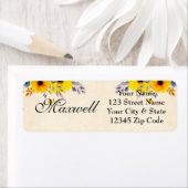 Gepersonaliseerde zonnebloem bloemen retour adres  etiket (Insitu)