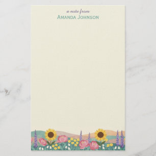 Gepersonaliseerde zonnebloem bloemenveld aangepast briefpapier