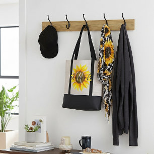 Gepersonaliseerde zonnebloem boodschappentas tote bag