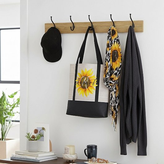 Gepersonaliseerde zonnebloem boodschappentas tote bag