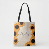 Gepersonaliseerde zonnebloem-braad tote bag (Voorkant)