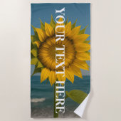 Gepersonaliseerde Zonnebloem Custom Text Strandlaken (Voorkant)