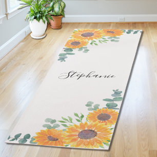 Gepersonaliseerde zonnebloem Eucalyptus Greenery Yogamat