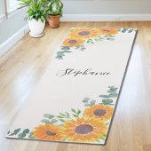 Gepersonaliseerde zonnebloem Eucalyptus Greenery Yogamat