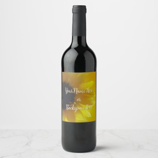 Gepersonaliseerde Zonnebloem Flessenetiketten Wijn Etiket (Voorkant)