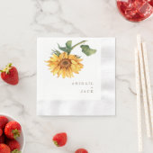 Gepersonaliseerde Zonnebloem Gouden Tekst Trouwen  Servet (Insitu)