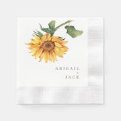 Gepersonaliseerde Zonnebloem Gouden Tekst Trouwen  Servet (Voorkant)