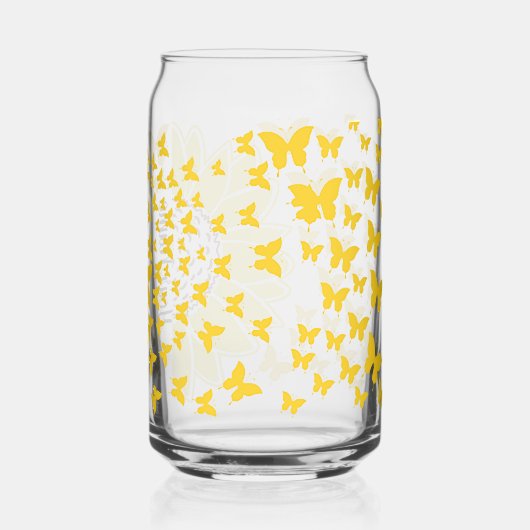 Gepersonaliseerde zonnebloem in vlinders blikvorm glas (Achterkant)