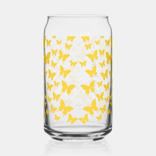 Gepersonaliseerde zonnebloem in vlinders blikvorm glas (Rechts)