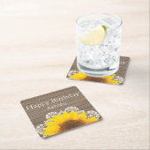 Gepersonaliseerde zonnebloem, kant en hout kartonnen onderzetters (Insitu)