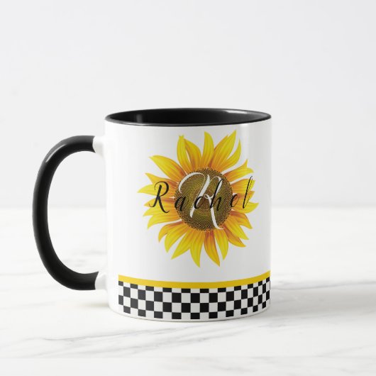 Gepersonaliseerde zonnebloem koffiemok mok (Links)